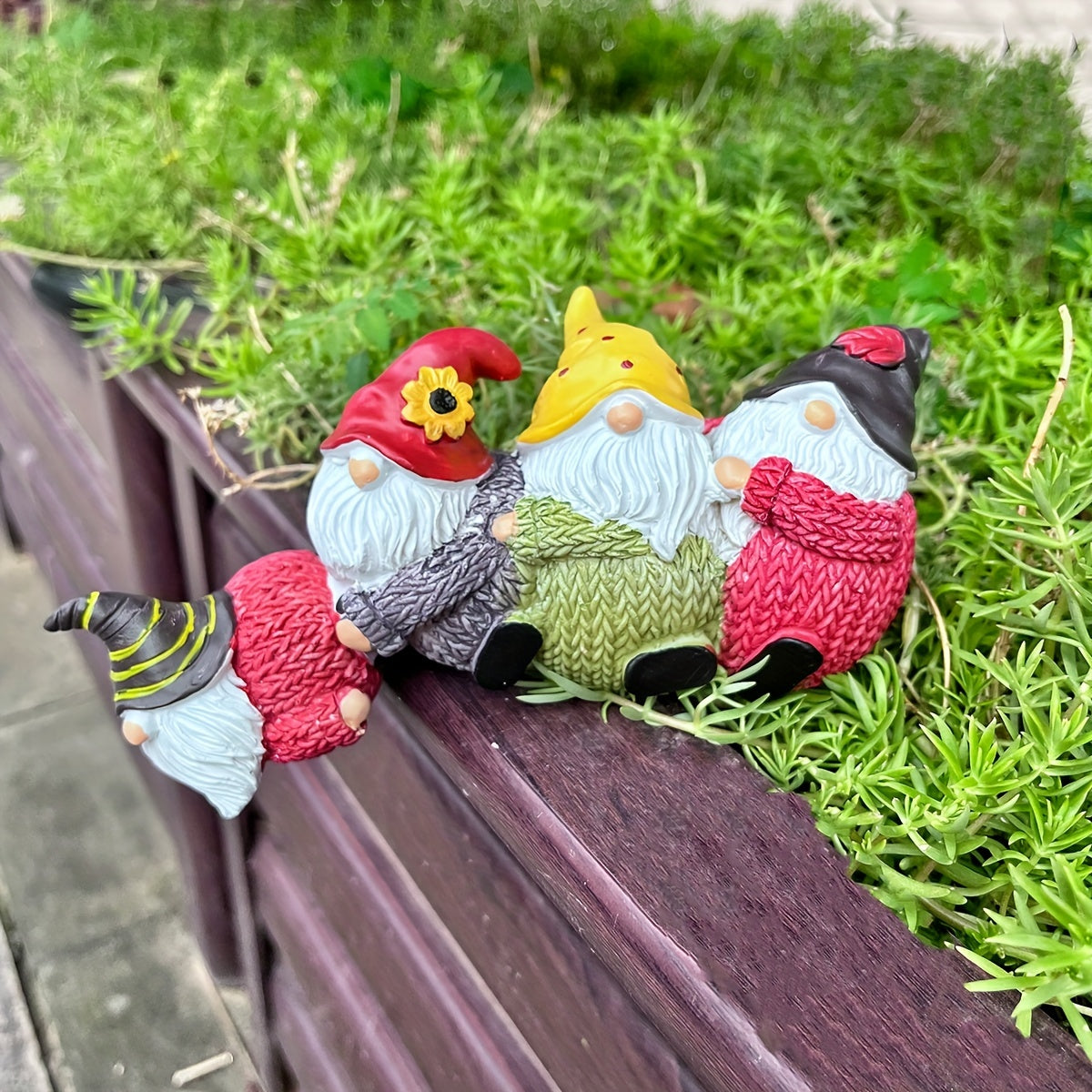 1pc Christmas Gnome Resin Figurine - Hand-Painted Festive Decor with Assorted Colors & Patterns, Durable Tabletop Holiday Home Décor, No Electricity Needed, Christmas Decor