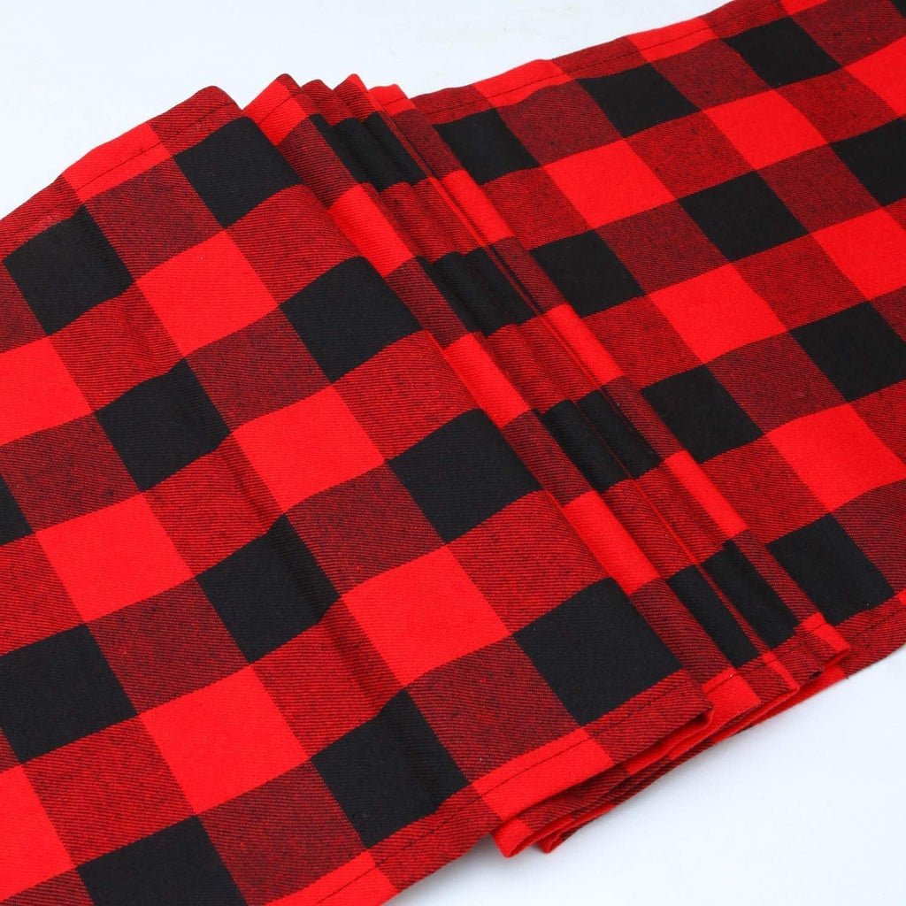 2 Pack Christmas Cotton Buffalo Plaid Snowflake Table Runner Checkered Table Runner 2 Styles for Indoor Outdoor Events 13 X 72 Inches Red and Black
