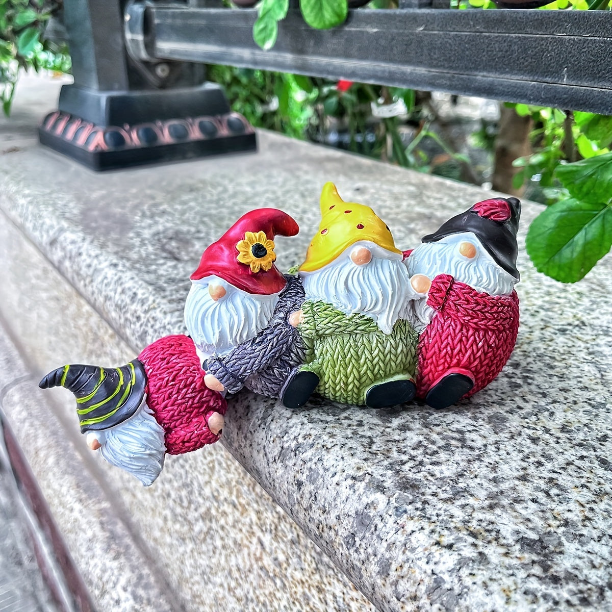 1pc Christmas Gnome Resin Figurine - Hand-Painted Festive Decor with Assorted Colors & Patterns, Durable Tabletop Holiday Home Décor, No Electricity Needed, Christmas Decor