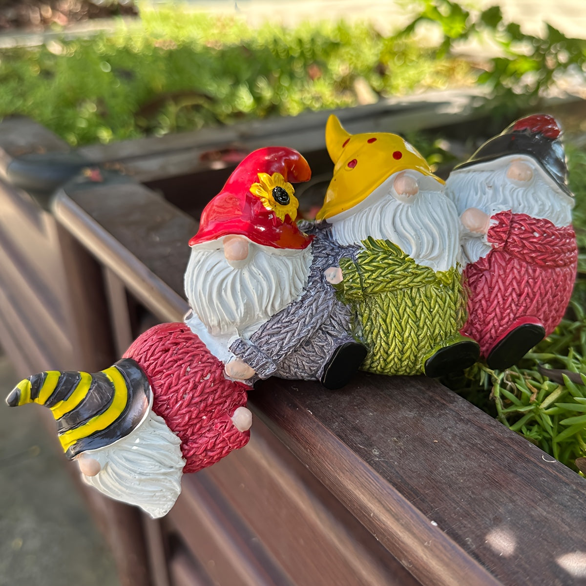 1pc Christmas Gnome Resin Figurine - Hand-Painted Festive Decor with Assorted Colors & Patterns, Durable Tabletop Holiday Home Décor, No Electricity Needed, Christmas Decor