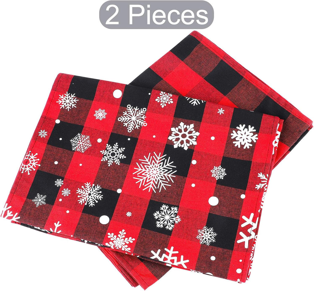 2 Pack Christmas Cotton Buffalo Plaid Snowflake Table Runner Checkered Table Runner 2 Styles for Indoor Outdoor Events 13 X 72 Inches Red and Black