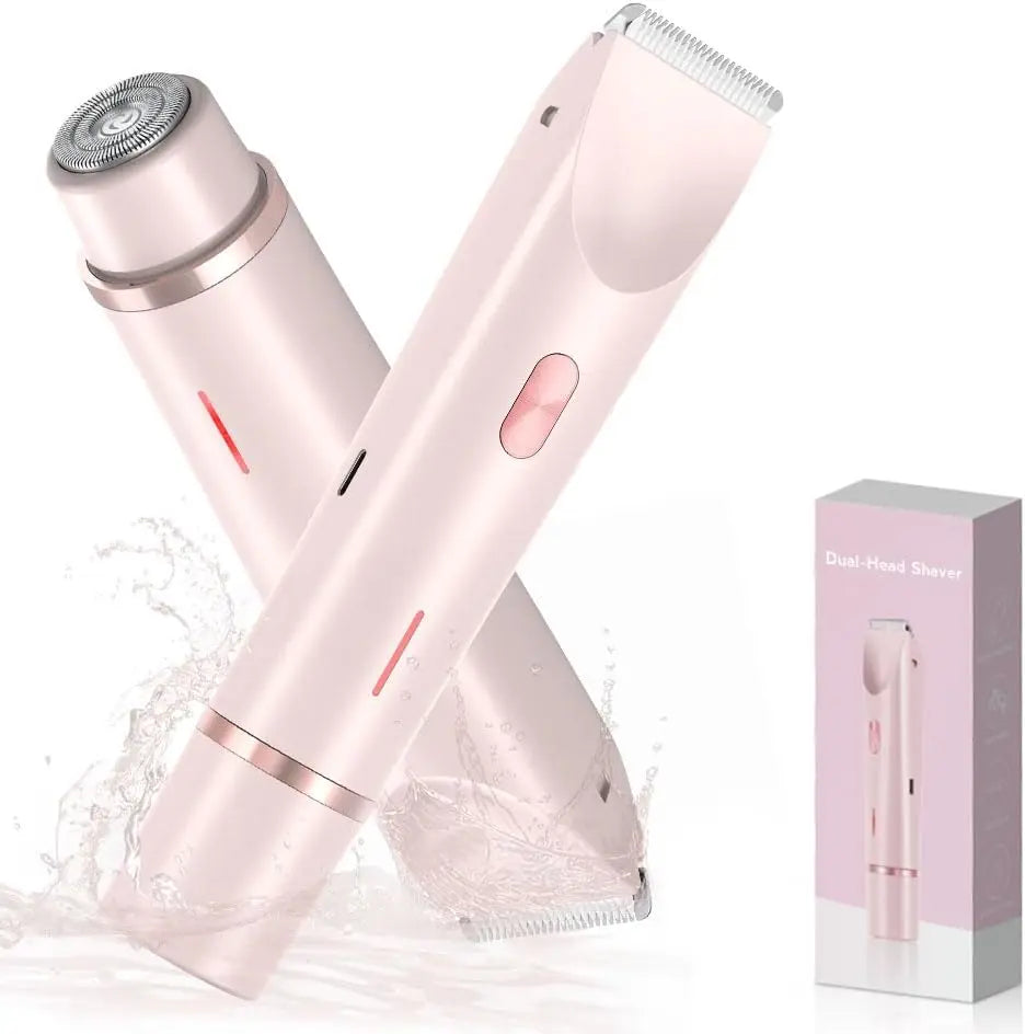 2 in 1 Electric Bikini Trimmer & Facial Shaver Waterproof Pink