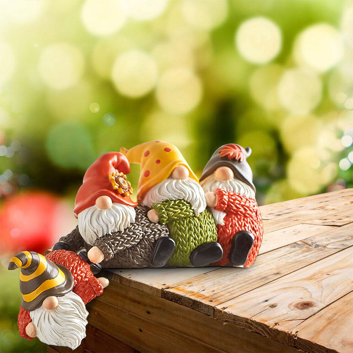 1pc Christmas Gnome Resin Figurine - Hand-Painted Festive Decor with Assorted Colors & Patterns, Durable Tabletop Holiday Home Décor, No Electricity Needed, Christmas Decor