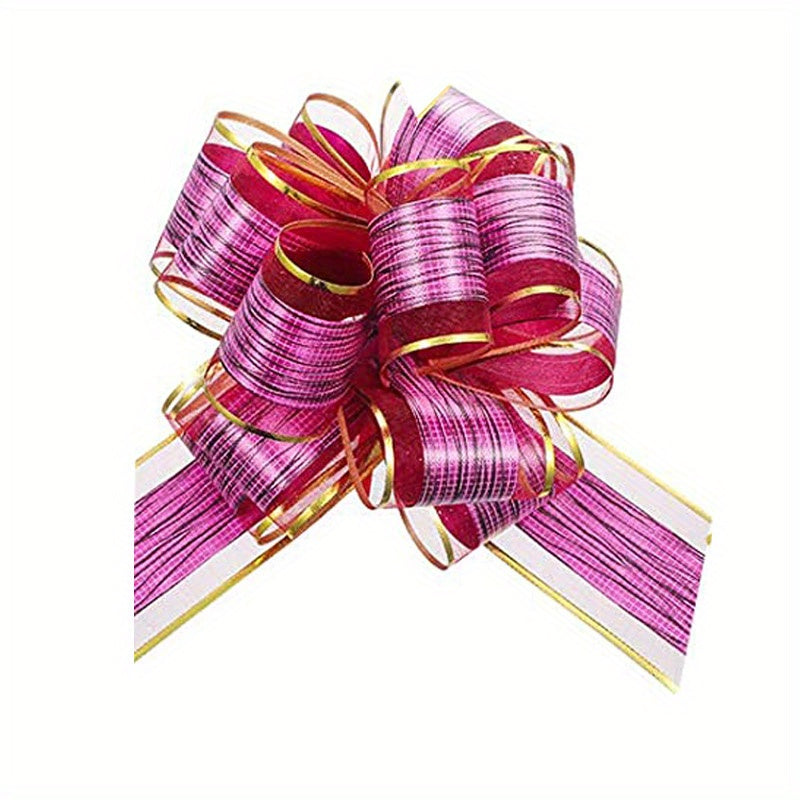 12pcs, Pull Bow Gift Wrapping Pull Bow Ribbon Pull Bows For Christmas Wedding Baskets Valentine's Day Bows Multicolor Ribbon Bow For Gift Wrapping, 6 Inches Diameter